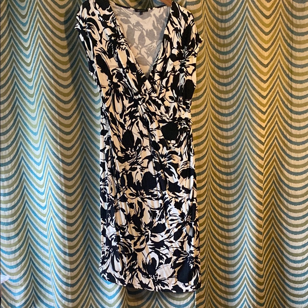 Anne Klein Black and White Sheath Midi Dress